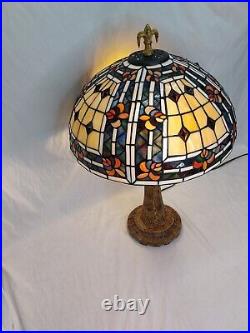 Tiffany Style Reproduction Slag & Stained Glass Lamp Shade and Base 24