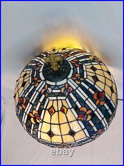 Tiffany Style Reproduction Slag & Stained Glass Lamp Shade and Base 24