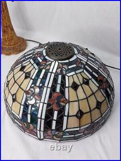 Tiffany Style Reproduction Slag & Stained Glass Lamp Shade and Base 24