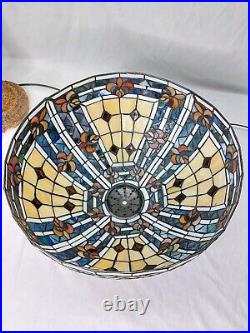 Tiffany Style Reproduction Slag & Stained Glass Lamp Shade and Base 24