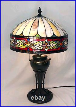 Tiffany Style Reproduction Slag & Stained Glass Lamp Shade with Footed Base 26