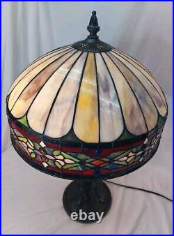 Tiffany Style Reproduction Slag & Stained Glass Lamp Shade with Footed Base 26