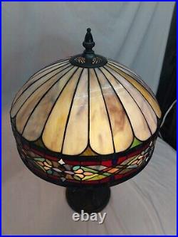 Tiffany Style Reproduction Slag & Stained Glass Lamp Shade with Footed Base 26