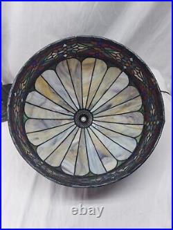 Tiffany Style Reproduction Slag & Stained Glass Lamp Shade with Footed Base 26