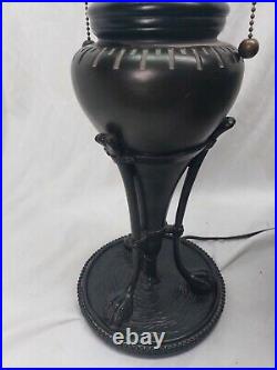 Tiffany Style Reproduction Slag & Stained Glass Lamp Shade with Footed Base 26