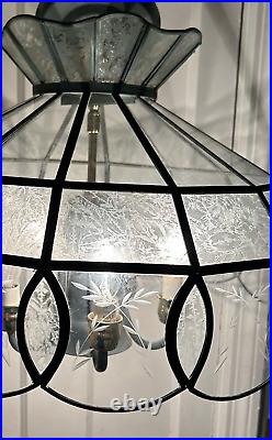Tiffany Style Slag Glass Chandelier Hanging Light Fixture 3-Way Lamp-13 Tall