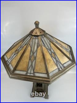 Tiffany Style Slag Stained Glass Mission Style Dual Light Table Lamp 25