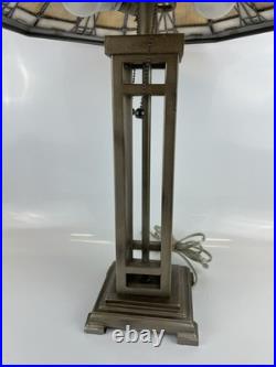 Tiffany Style Slag Stained Glass Mission Style Dual Light Table Lamp 25