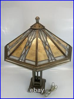 Tiffany Style Slag Stained Glass Mission Style Dual Light Table Lamp 25