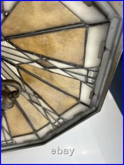 Tiffany Style Slag Stained Glass Mission Style Dual Light Table Lamp 25