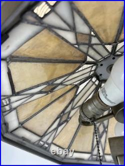 Tiffany Style Slag Stained Glass Mission Style Dual Light Table Lamp 25