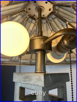 Tiffany Style Slag Stained Glass Mission Style Dual Light Table Lamp 25