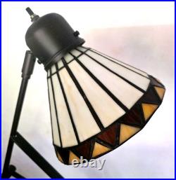 Tiffany Style Slag Stained Glass Mission Style adjustable Table Lamp 22 heavy