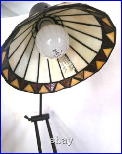 Tiffany Style Slag Stained Glass Mission Style adjustable Table Lamp 22 heavy