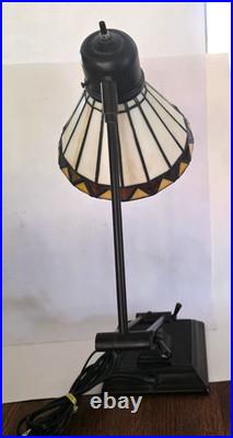 Tiffany Style Slag Stained Glass Mission Style adjustable Table Lamp 22 heavy