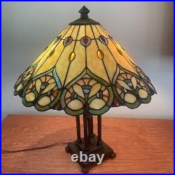 Tiffany Style Slag Stained Glass Multicolor Large Table Lamp