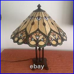 Tiffany Style Slag Stained Glass Multicolor Large Table Lamp