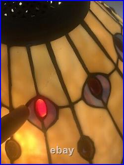 Tiffany Style Slag Stained Glass Multicolor Large Table Lamp