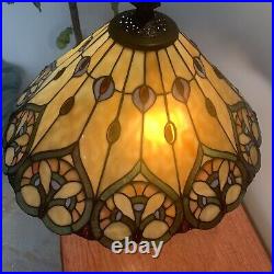 Tiffany Style Slag Stained Glass Multicolor Large Table Lamp