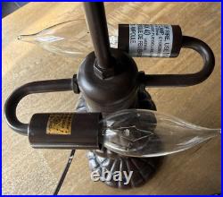 Tiffany Style Spectrum Shade Slag Mission Style Table Lamp Metal Base READ