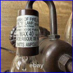 Tiffany Style Spectrum Shade Slag Mission Style Table Lamp Metal Base READ