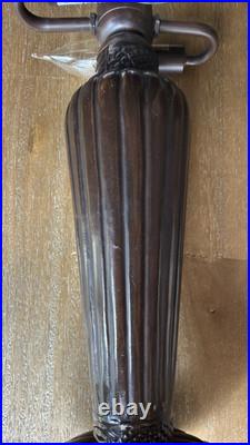 Tiffany Style Spectrum Shade Slag Mission Style Table Lamp Metal Base READ