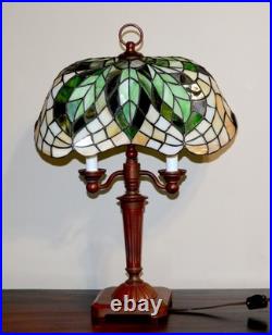 Tiffany Style Stained Glass Lamp Twin Arm Candelabra Design Table Lamp