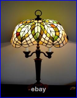 Tiffany Style Stained Glass Lamp Twin Arm Candelabra Design Table Lamp
