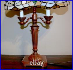 Tiffany Style Stained Glass Lamp Twin Arm Candelabra Design Table Lamp