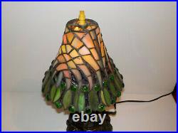 Tiffany Style Stained Glass MONKEY Table Desk Lamp 17 Tall Resin RARE Slag