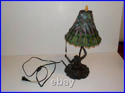 Tiffany Style Stained Glass MONKEY Table Desk Lamp 17 Tall Resin RARE Slag