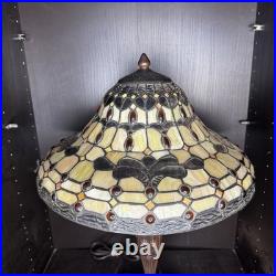 Tiffany Style Stained Glass Table Lamp Vintage Antique Slag Glass Shade