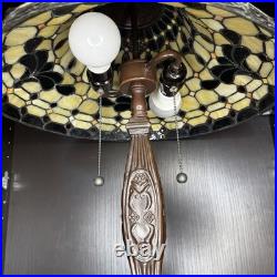 Tiffany Style Stained Glass Table Lamp Vintage Antique Slag Glass Shade