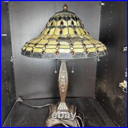 Tiffany Style Stained Glass Table Lamp Vintage Antique Slag Glass Shade