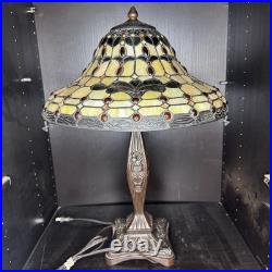 Tiffany Style Stained Glass Table Lamp Vintage Antique Slag Glass Shade