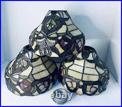 Tiffany Style Stained Slag Glass Light Pendant Lamp Shades Lot of 3