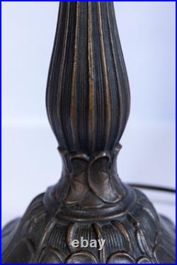 Tiffany-Style Stained Slag Glass water lily pond Table Lamp Floral Mosaic USA