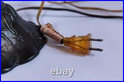 Tiffany-Style Stained Slag Glass water lily pond Table Lamp Floral Mosaic USA