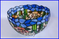 Tiffany-Style Stained Slag Glass water lily pond Table Lamp Floral Mosaic USA