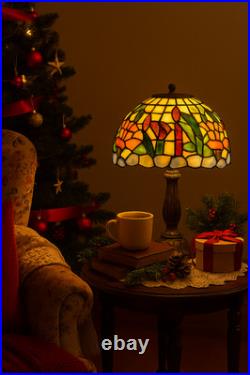 Tiffany-Style Stained Slag Glass water lily pond Table Lamp Floral Mosaic USA