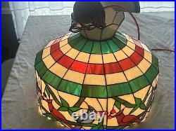 Tiffany Style Stained Slag Glass withCardinals Bar Lamp Ceiling Lamp Fixture 20