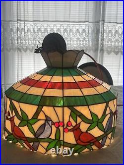 Tiffany Style Stained Slag Glass withCardinals Bar Lamp Ceiling Lamp Fixture 20
