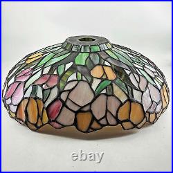 Tiffany Style Stained glass slag Iridescent floral lamp Shade 15 Tiffany Style Stained glass slag Iridescent floral lamp Shade 15