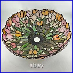 Tiffany Style Stained glass slag Iridescent floral lamp Shade 15 Tiffany Style Stained glass slag Iridescent floral lamp Shade 15