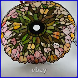 Tiffany Style Stained glass slag Iridescent floral lamp Shade 15 Tiffany Style Stained glass slag Iridescent floral lamp Shade 15