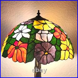 Tiffany Style Table Lamp Slag Stained Glass Floral Shade Lilly Pad Metal Base