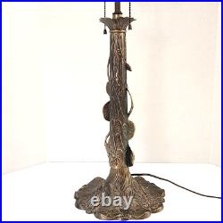 Tiffany Style Table Lamp Slag Stained Glass Floral Shade Lilly Pad Metal Base