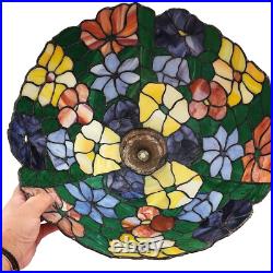 Tiffany Style Table Lamp Slag Stained Glass Floral Shade Lilly Pad Metal Base