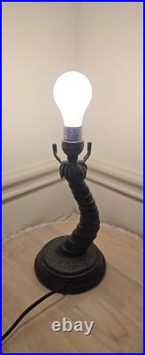 Tiffany Style Vintage Stained Slag Glass Tropical Island Palm Tree Lamp