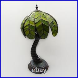 Tiffany Style Vintage Stained Slag Glass Tropical Island Palm Tree Lamp Rare